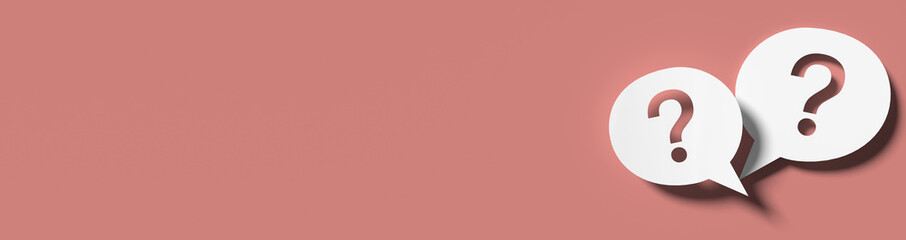 Poster - Question mark in front of a red color wall background. Business support concept - 3D Rendering.