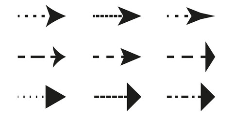 Poster - A set of black arrows pointing to the right, black arrows with a dotted line.