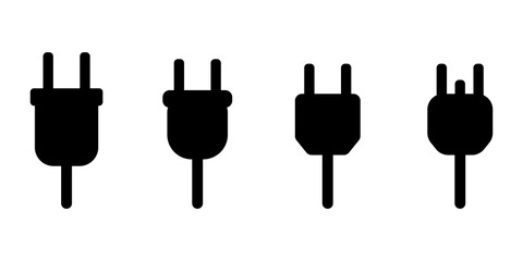 Poster - Vector set of electrical plugs icons. Icons of electrical plugs isolated on a white background.