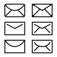 Poster - Icons of envelopes. Vector set of icons of postal envelopes. A set of envelope contour icons. Mail icon.
