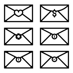 Poster - Vector set of envelopes icons. Envelope icons isolated on white background. Mail envelope icons.