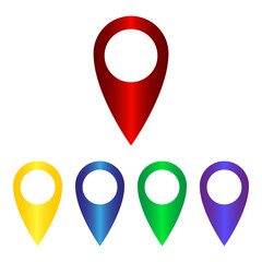 Poster - Map marker icon. Vector icon of a label on the map. Set of simple icons of labels on the map in a flat style.