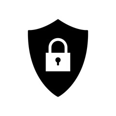 Poster - Protection icon. Vector icon of shield with lock in flat style. Privacy icon design. Vector illustration.