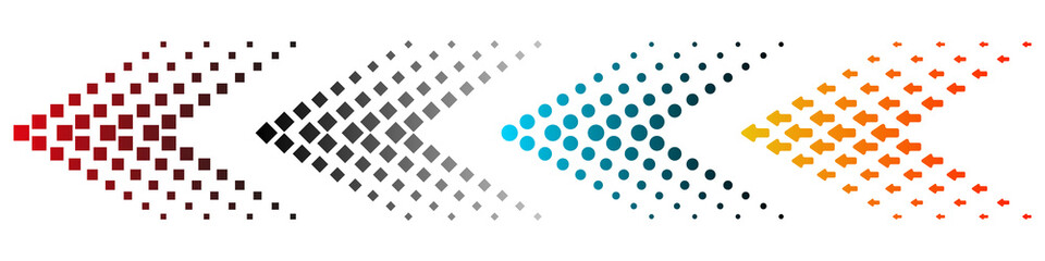 Poster - Set of colored arrows with halftone effect. Vector illustration. Arrows collection isolated.