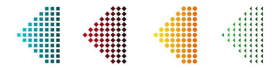 Poster - Set of colored arrows with halftone effect. Vector illustration. Arrows collection isolated.