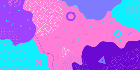 Poster - Background pattern, abstract Memphis texture and color, vector flat shape splash design