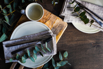 Wall Mural - Place setting with eucalyptus