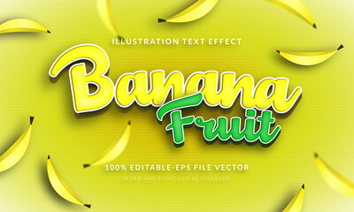 Yellow Banana Fruit 3d text style effect