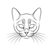Engraving of stylized cat portrait on white background.. Line art. Stencil art. Stylized cat face. Cat outline.