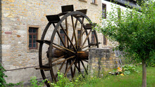 Mill Wheel In Motion, Old Watermill Of Bad Sobernheim, Germany