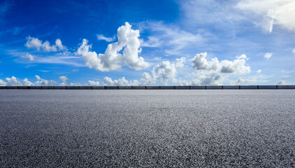 Empty asphalt road and blue sky with white clouds.Road background.