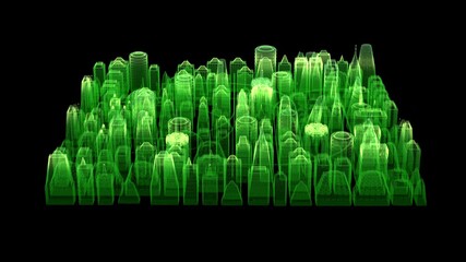 Aufkleber - Futuristic digitally generated 3d holographic city in 360 degree rotation with hi-light scanning simulation for head up display and user interface design