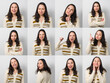 © mikhail_b_azarov - A young woman girl posing with many different facial expressions.