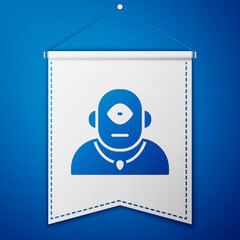 Wall Mural - Blue Cyclops icon isolated on blue background. White pennant template. Vector.