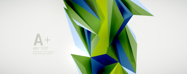 Vector triangle geometric backgrounds. Low poly 3d shape on light backdrop. Vector illustration for covers, banners, flyers and posters and other designs
