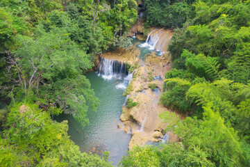 aerial view of palata waterfall. nature landscape of tak in natural park with forest trees in travel