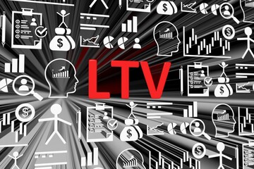 LTV concept blurred background 3d render illustration