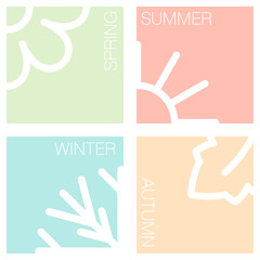 Sticker - Four nature seasons pastel color squares