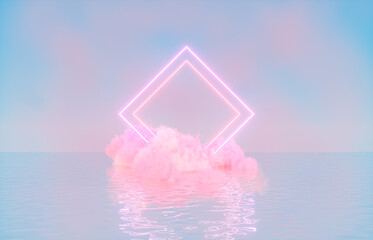 Leinwandbilder - natural beauty podium backdrop for product display with dreamy cloud and neon light background. roma