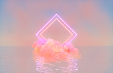Leinwandbilder - natural beauty podium backdrop for product display with dreamy cloud and neon light background. roma