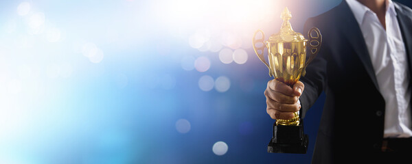 Wall Mural - champion of the best and achievement, winner or victory concept, celebration to successful businessm