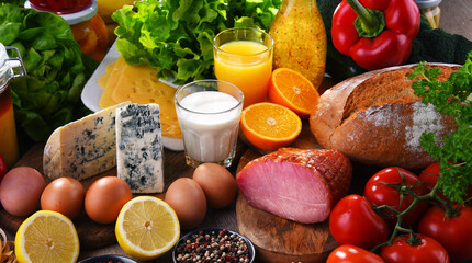 Wall Mural - Assorted organic food products on the table