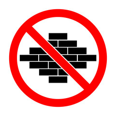 Sticker - Construction ban icon. Construction is prohibited. Stop bricks icon.