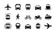 Set of Public Transportation related icons. Minimal flat graphic transport symbol.