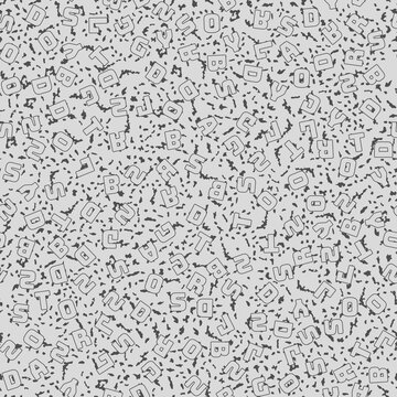 Seamless pattern with gray letters. Vector. Printed T-shirts for boys. Childrens texture.