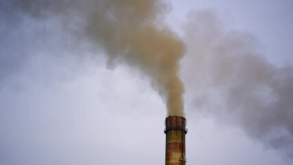 Wall Mural - Tube emits harmful emissions. Industrial pipe polluting the environment. Pipe factory from which the chemical smoke comes.