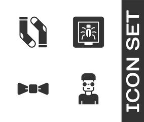 Aufkleber - set nerd geek, socks, bow tie and insects in a frame icon. vector.