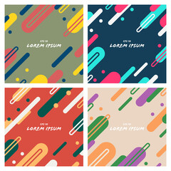 Poster - Abstract cover card of retro stripe lines pattern tag decoration page. Design of colorful with dots rounded lines artwork background. illustration vector