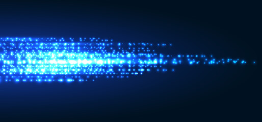 Wall Mural - abstract technology futuristic blue magic particles lines light sparkling glitter on dark background
