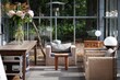 stylish winter garden sitting room with wicker furniture