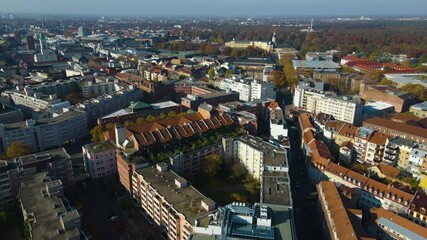 Wall Mural - Aerial view of the downtown city Karlsruhe in Germany, Baden-Württemberg on a sunny autumn day 