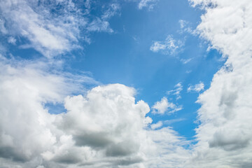 Wall Mural - scenic nature landscape with beautiful cirrus clouds in blue sky. colorful cloudscape with spindrift