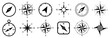 Compass set icons, navigation equipment sign, wind rose icon, compass symbol collection – vector