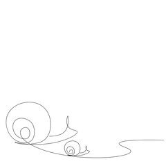 Sticker - One line drawing snail. Vector illustration