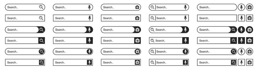 Aufkleber - Set search bar web page internet browser button, search box template isolated, various shape search bar boxes collection icon – stock vector