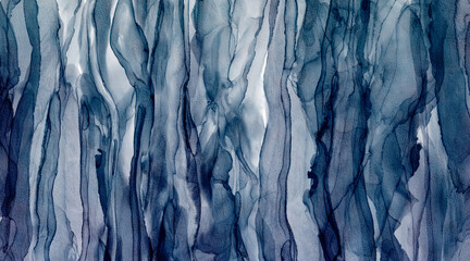 Aufkleber - Abstract blue paint background by watercolor liquid fluid or alcohol ink with paper texture for grunge banner, background.