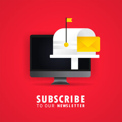 Poster - Subscribe to our newsletter banner. With text box and subscribe button template. Vector on isolated white background. EPS 10