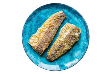 hake fresh fried fish seafood second course ready to eat portion on the table for healthy meal snack outdoor top view copy space for text food background image rustic diet pescetarian