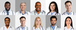 © Prostock-studio - Collection Of Doctors And Nurses Headshots In Collage, Gray Backgrounds