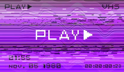 Aufkleber - Retro background like in old video tape rewind or no signal TV screen. Back to the 80's-90's style.