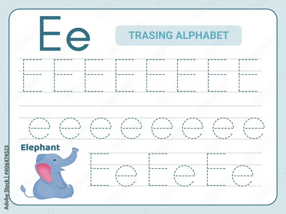 Alphabet tracing practice Letter E. Tracing practice worksheet ...