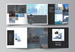 © Raevsky Lab - Vector layout of square format covers templates for trifold brochure, flyer, magazine, cover design, book design, brochure cover. Abstract design project in geometric style with blue squares.