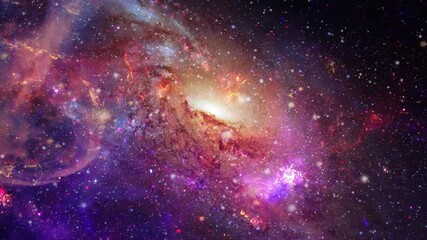 a mysterious galaxy in the middle of a nebula cloud in a dark universe.