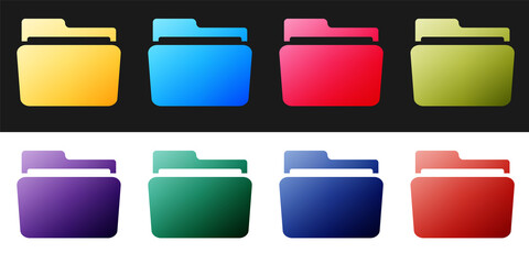 Poster - Set Folder icon isolated on black and white background. Vector.