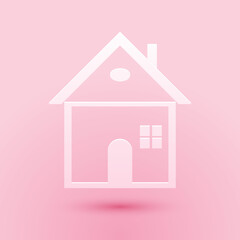 Poster - paper cut house icon isolated on pink background. home symbol. paper art style. vector.