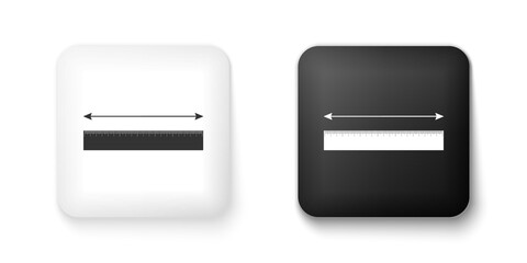 Fototapete - Black and white The measuring height and length icon isolated on white background. Ruler, straightedge, scale symbol. Square button. Vector.